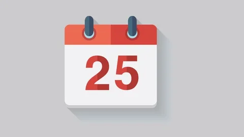 Flat calendar icon animation with the date 25th Video stock 98281771