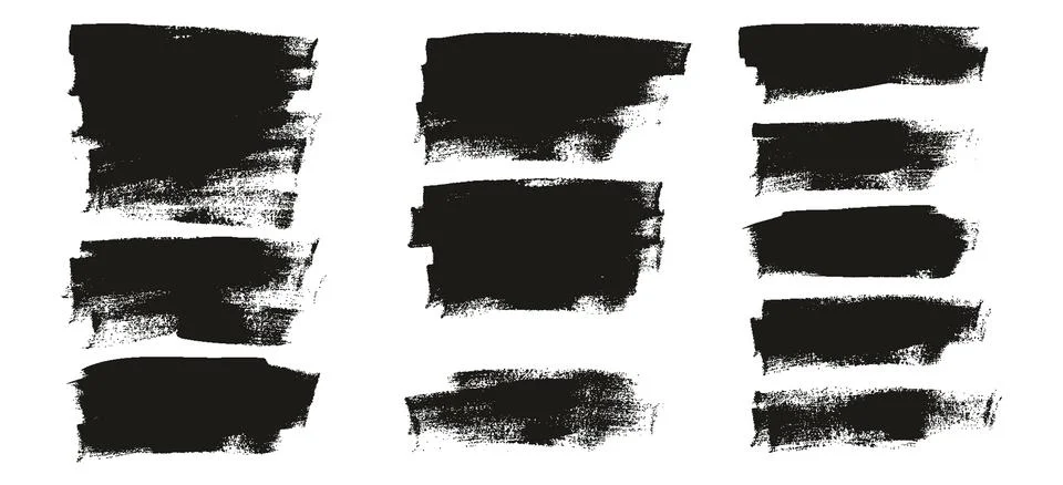 Flat Calligraphy Paint Brush Regular Long Background High Detail MEGA Set Stock Illustration