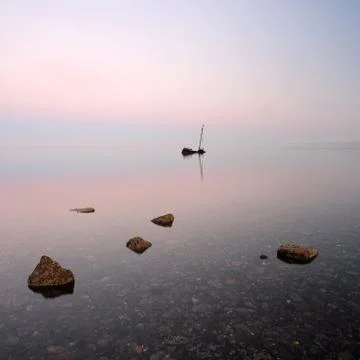 Flat calm shipwreck Stock Photos