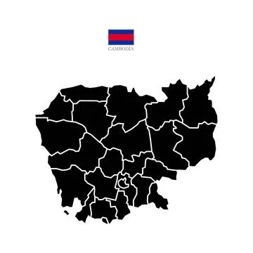 Flat Cambodia map with division to region Stock Illustration