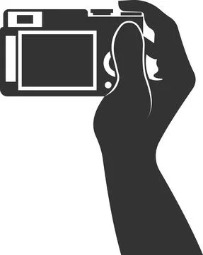 Flat camera icon in hand. Vector illustration. Stock Illustration