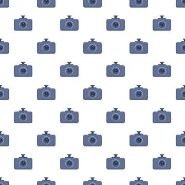 Flat camera icon seamless pattern white background イラスト素材