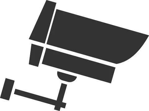 Flat camera icon for surveillance. Isolated vector image. Illustrazione stock