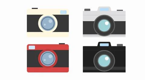 Flat Camera Illustration Set Stock Illustration