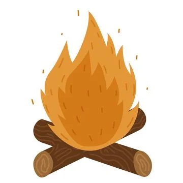 Flat campfire isolated on white background. Vector flame in flat style illu.. Stock Illustration