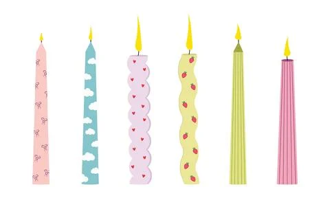 Flat candle set minimal icon collection Stock Illustration