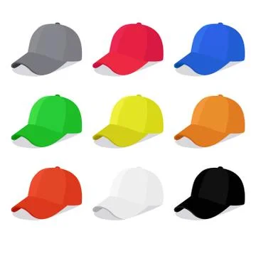 Flat caps set with different colors Stock Illustration