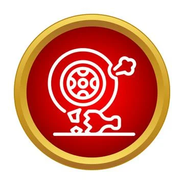 Flat car tire experiencing a breakdown problem 스톡 일러스트