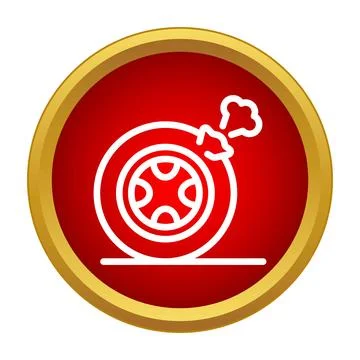 Flat car tire icon showing puncture and emergency Stock Illustration
