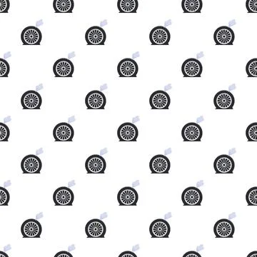 Flat car tire leaking air seamless pattern Stock Illustration
