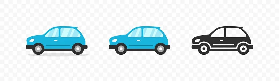 Flat car vector icon design. Vehicle icon view from side Stock Illustration