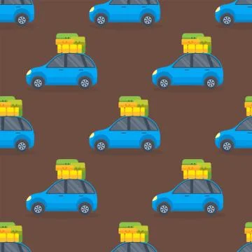 Flat car vehicle type design sedan seamless pattern vector generic classic Stock Illustration