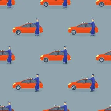 Flat car vehicle type design sedan seamless pattern vector generic classic Stock Illustration