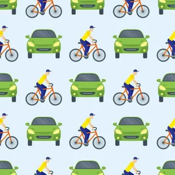 Flat car vehicle type design sedan seamless pattern vector generic classic Stock Illustration