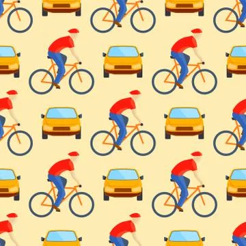 Flat car vehicle type design sedan seamless pattern vector generic classic Stock Illustration