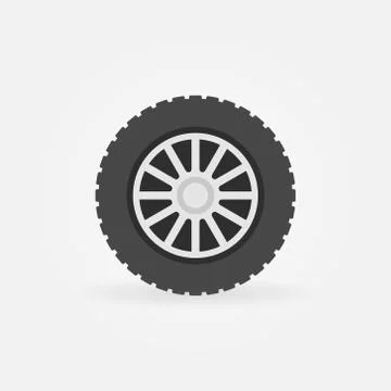Flat car wheel disc vector icon or symbol Stock Illustration
