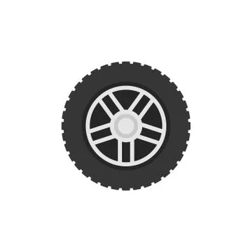 Flat car wheel vector icon - car service sign Stock Illustration