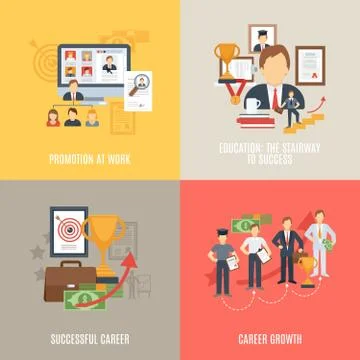 Flat Career Set 스톡 일러스트