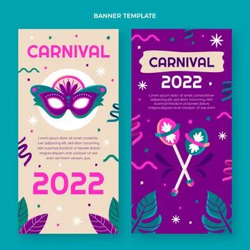 Flat carnival vertical banners set Stock Illustration
