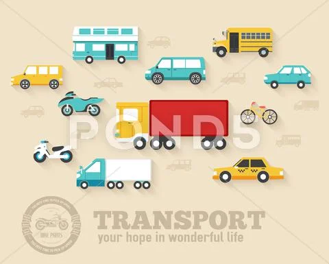 Flat cars concept set icon backgrounds illustration design. Template for web and Stock Illustrationen
