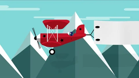 Flat Cartoon animation with a plane with message banner Stock Footage 138742675
