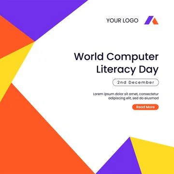 Flat Cartoon Background Illustration for World Computer Literacy Day Social.. イラスト素材