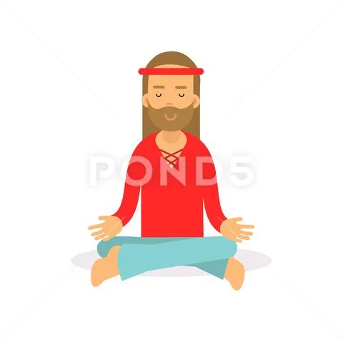 Father and daughter sit in the lotus position. Meditation. Cartoon style.  23648684 Vector Art at Vecteezy