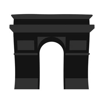 Flat cartoon black Arc de Triomphe icon Stockillustratie