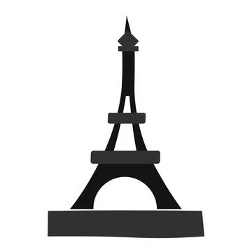 Flat cartoon black French Eiffel Tower icon Stock-Illustration
