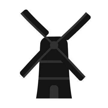 Flat cartoon black mill building icon Ilustración de archivo