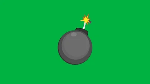 Flat Cartoon Bomb Element Animation with Stop Motion Style on Greenscreen Stock Footage 346168493