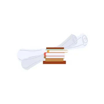 Flat cartoon books,reading and learning vector illustration concept Stock Illustration