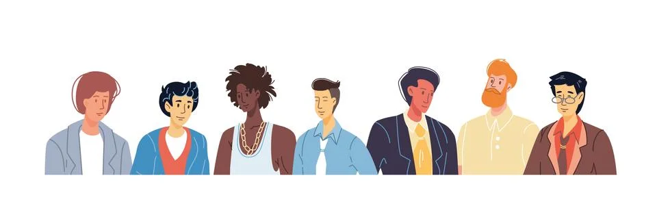 Flat cartoon boy characters set vector illustration concept Stock Illustration