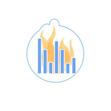 Flat cartoon burning chart graph,deadline stress situation vector illustration Illustrazione stock