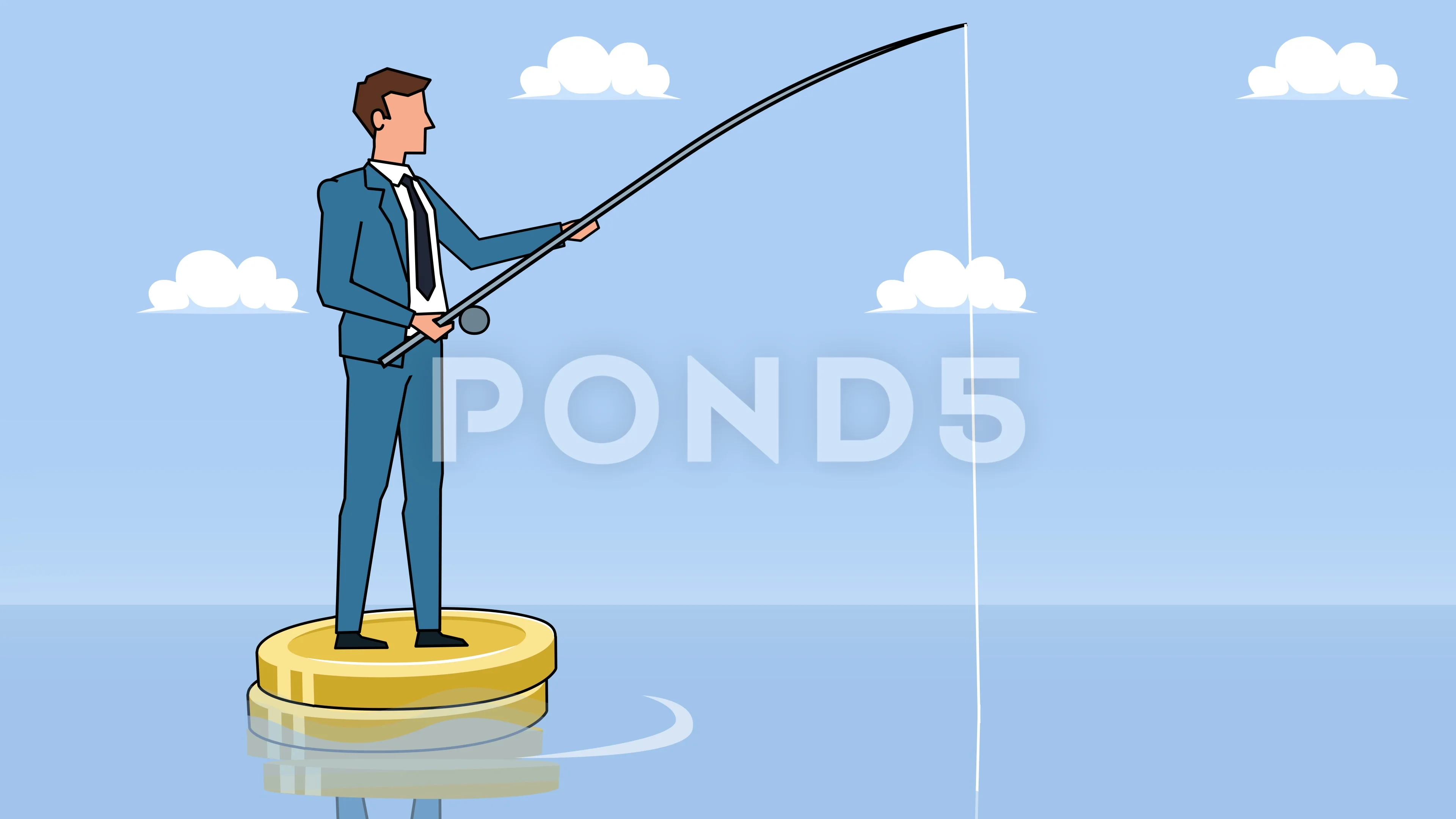 Flat Cartoon Businessman Character Fishe Stock Video Pond5