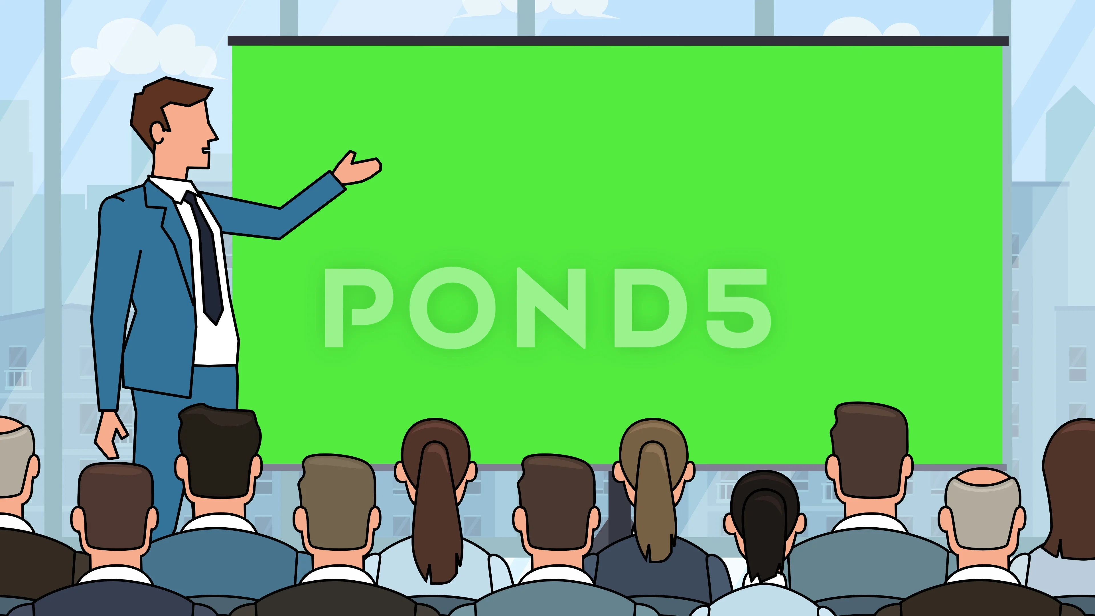 Flat cartoon businessman character speak... | Stock Video | Pond5