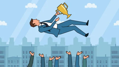 Flat cartoon businessman character  throw toss up hands animation 스톡 동영상 101743733