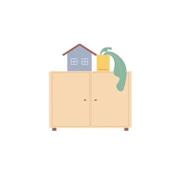 Flat cartoon cabinet,room interior elements for home life comfort vector Illustrazione stock