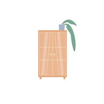 Flat cartoon cabinet,room interior elements for home life comfort vector Illustrazione stock