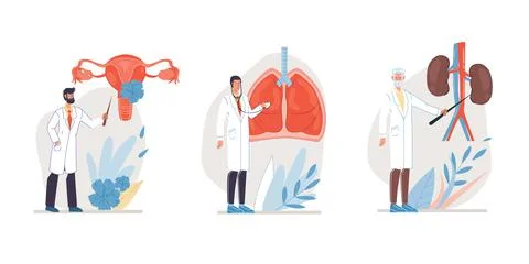 Flat cartoon character doctors set vector illustration concept Illustrazione stock