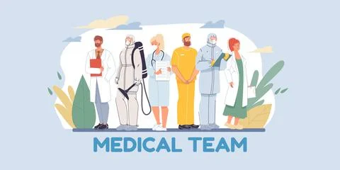 Flat cartoon character doctors set,virus treatment vector illustration concept Stock Illustration