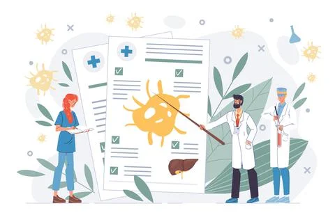 Flat cartoon character doctors at work vector illustration concept Stock-Illustration