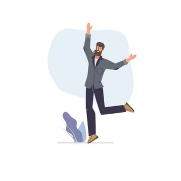 Flat cartoon character in happy mood,vector illustration concept Illustrazione stock