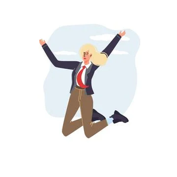 Flat cartoon character in happy mood,vector illustration concept Illustrazione stock