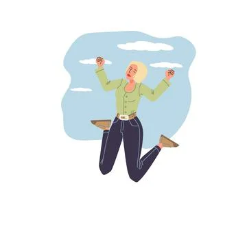 Flat cartoon character in happy mood,vector illustration concept Stock-Illustration