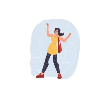 Flat cartoon character in happy mood,vector illustration concept Stock Illustration