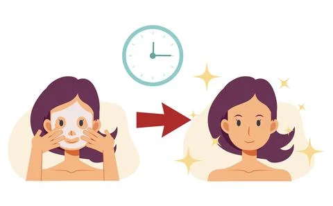 Flat cartoon character vector illustration of woman with skin problem shows t Stock Illustration