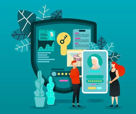 Flat cartoon character. vector illustration for security, technology. people  Stock Illustration