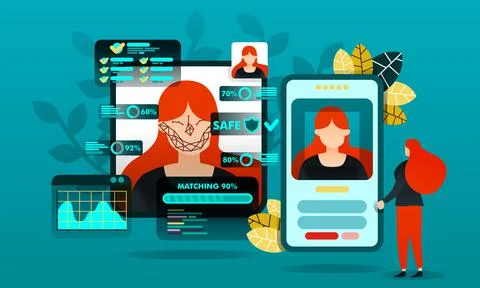 Flat cartoon character. vector illustration for technology, security, future. Stock Illustration