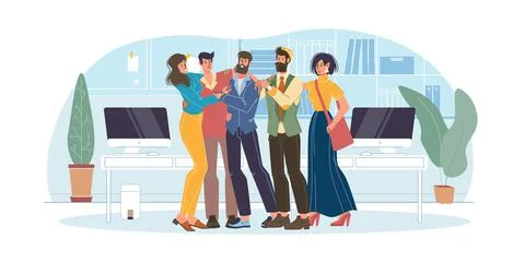 Flat cartoon characters friends vector illustration concept Stock Illustration